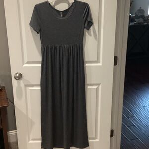 DARK GRAY MAXI DRESS WITH POCKETS